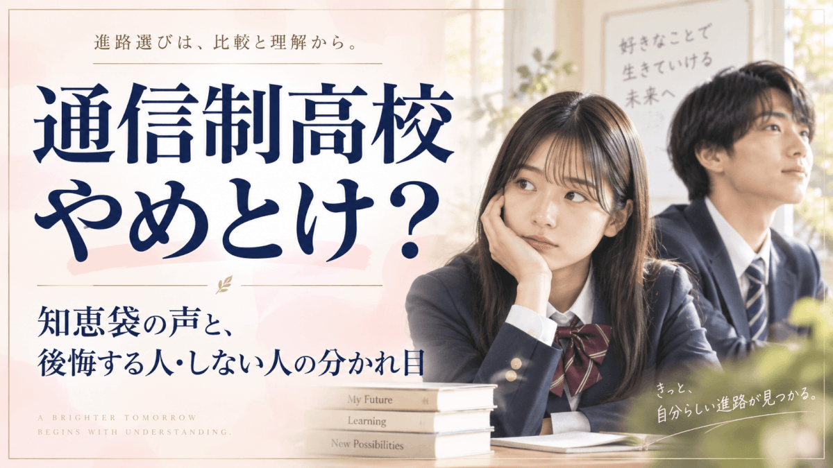 通信制高校はやめとけ？知恵袋の声と、後悔する人しない人の分かれ目
